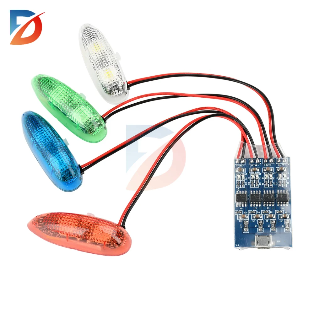 LED flash light wireless night flight light rechargeable 4 modes LED for remote control aircraft fixed wing drone FPV drone toys