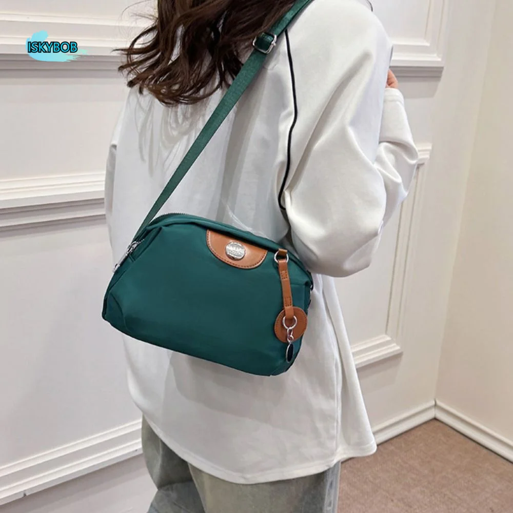 

Portable Shell Nylon Crossbody Bag Casual Large Capacity Messenger Shoulder Bag Waterproof Solid Color Mobile Phone Bag