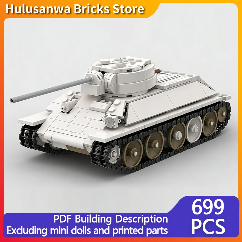 

Модель военного танка Т-34/57 времен Второй мировой войны, конструктор MOC, военная техника, модульные технологичные подарки, набор для сборки, детские игрушки, праздничный подарок