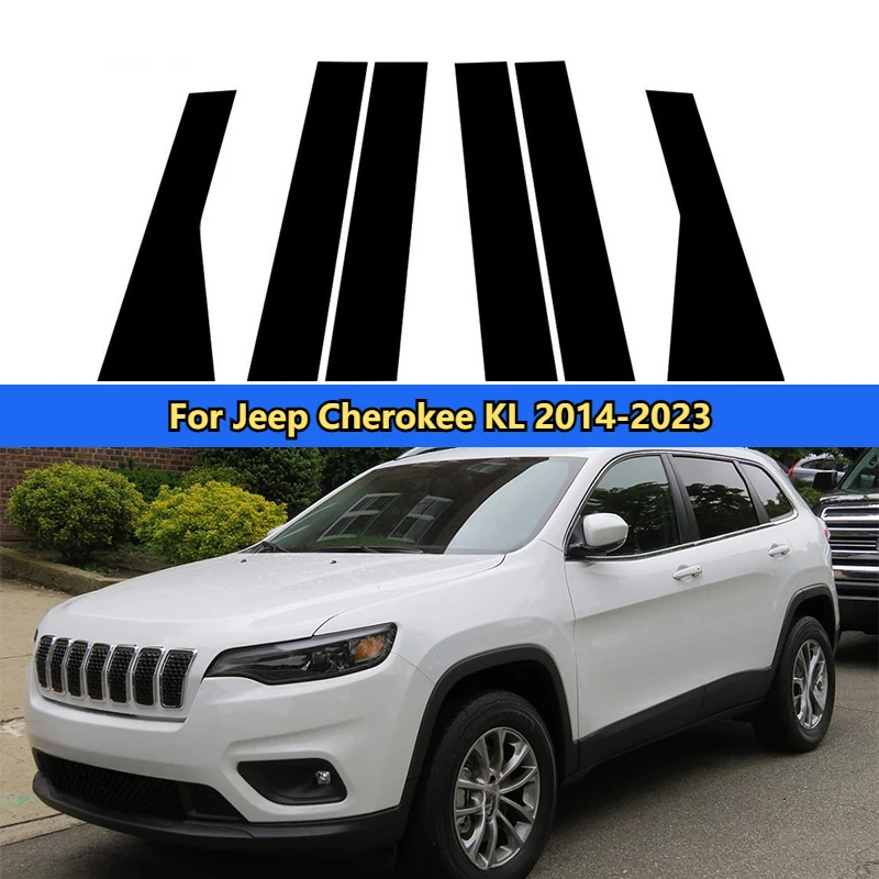 For Jeep Cherokee KL Compass Renegade Cherokee WK Door SIde Decor Pillar Post Window Moulding Trim Stiker Cover Accessories Set