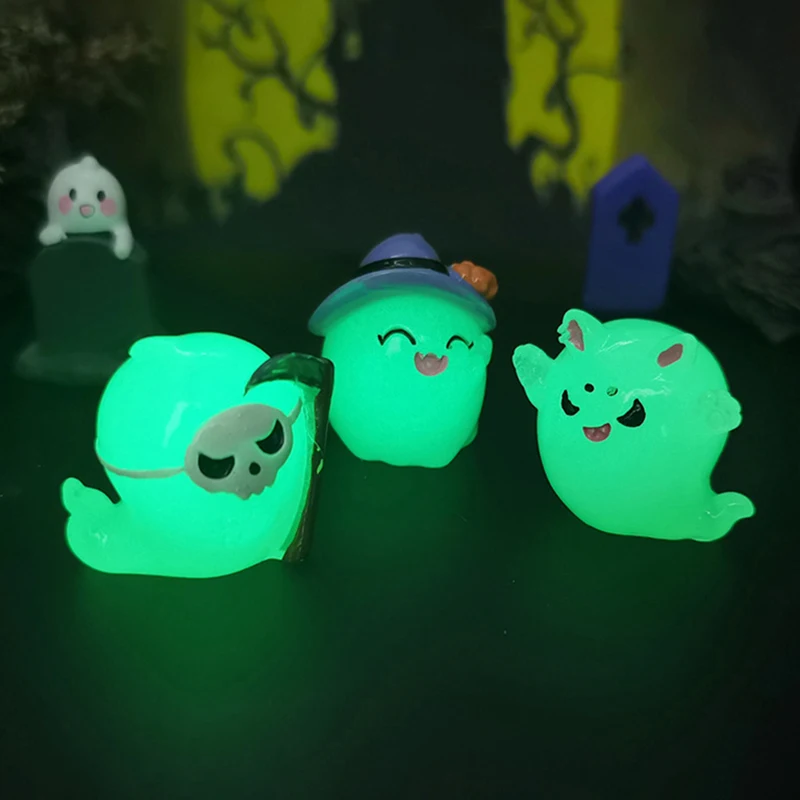 Mini adorno de fantasma luminoso para casa de muñecas, decoración de escena de Halloween, adornos de Micro paisaje, bricolaje, 1 piezas, 1:12