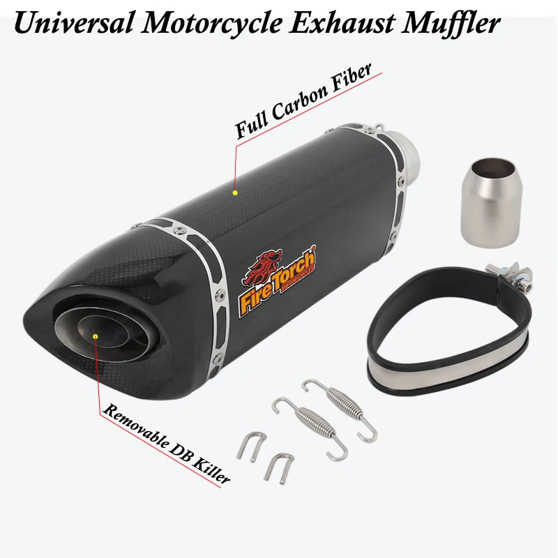 51MM Universal Motorcycle Exhaust Pipe Carbon Fiber Escape Modified Muffer DB Killer For CB500F DUKE 790 S1000RR ZX4R ZX25R MT09