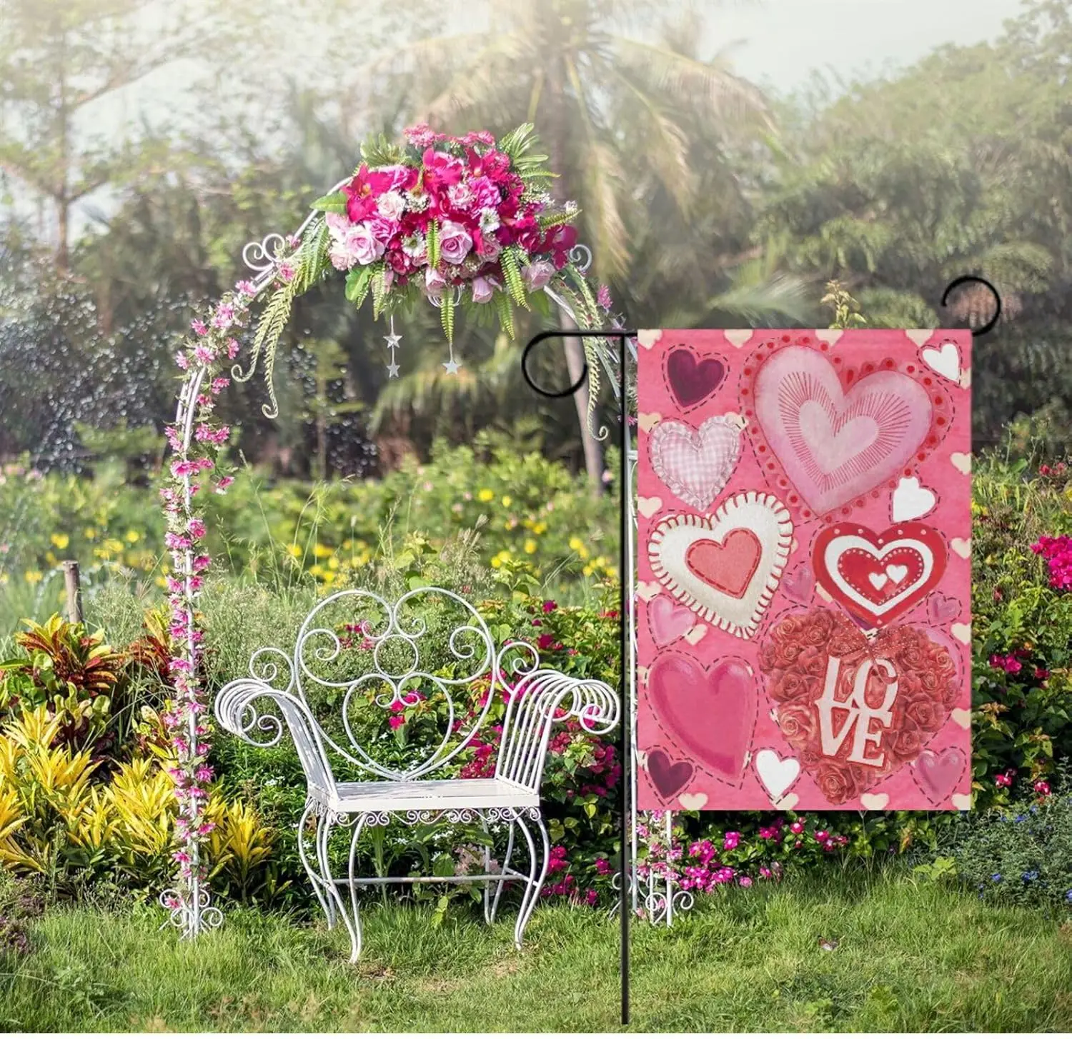 Mother Valentine Heart Garden Flag 12 x 18 Double Sided, Sweetheart Love Be Mine Pink House Yard Flags Welcome Spring Outdoo yyi