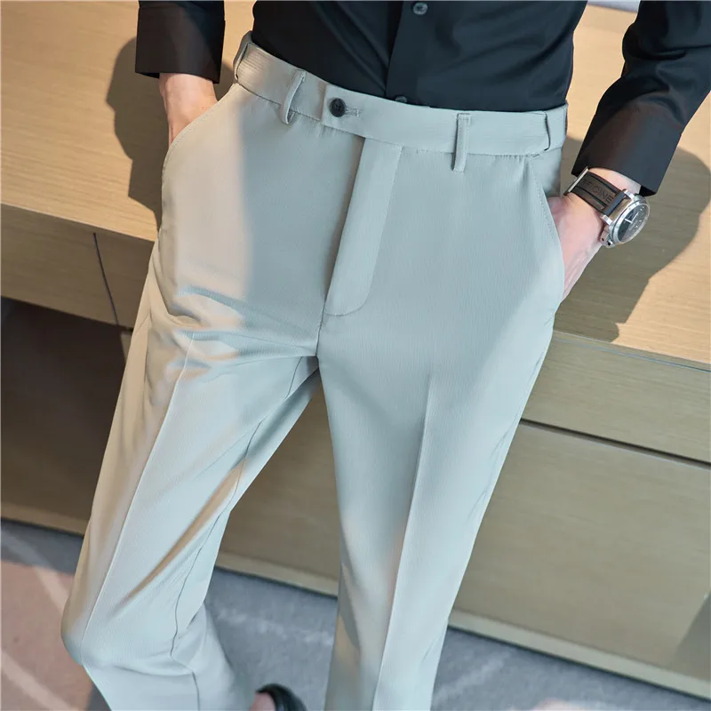 2023 Fashion Pants For Men For Suits Fashion Slim Fit Skinny Streetwear Plain Color Office Trousers Youth Suit Pants Wedding 38