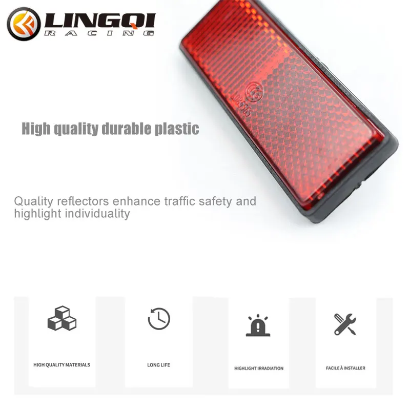 LINGQI Motorcycle Reflective Plate Warning Rear Tail Reflector Rectangle Universal for Pit Dirt Bike Plastic Safety Sign Parts