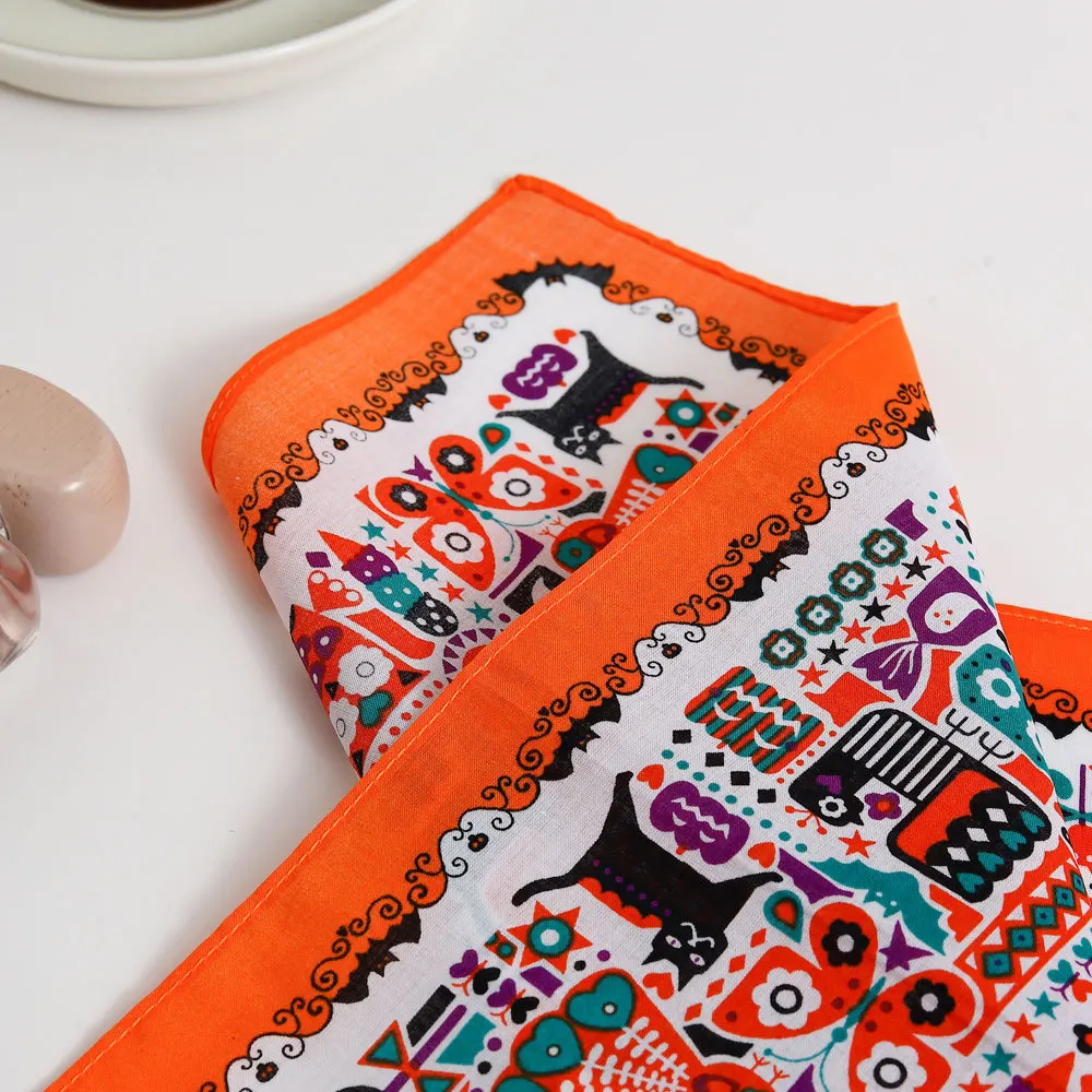 Pañuelo fino suave y cómodo de algodón puro para mujer, toalla de mano portátil con estampado nostálgico antigua, 43cm, 3/6 Uds.