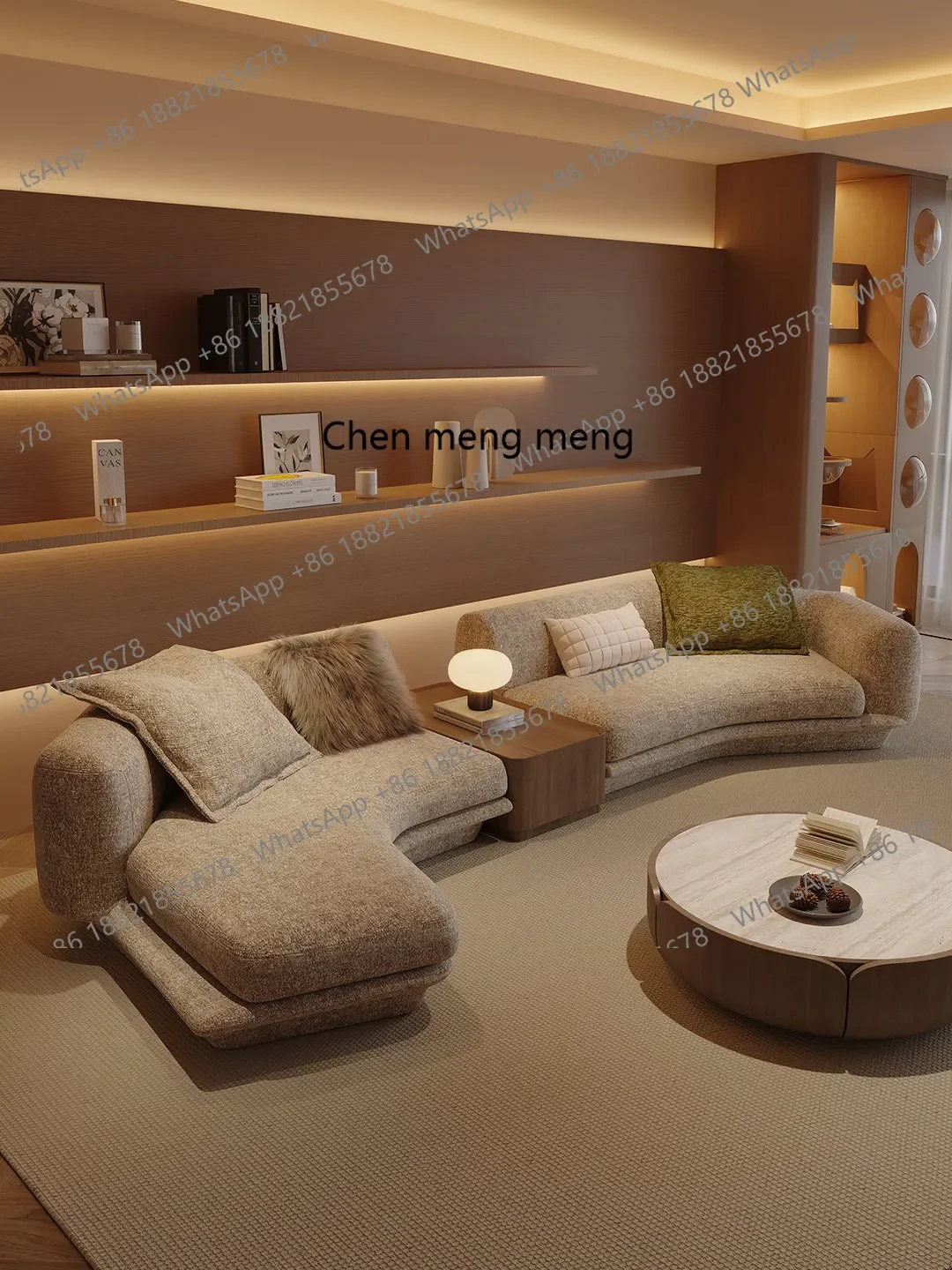 d178 Special-shaped corner sofa creative designer lamb wool fabric, modern simple wabi-sabi style