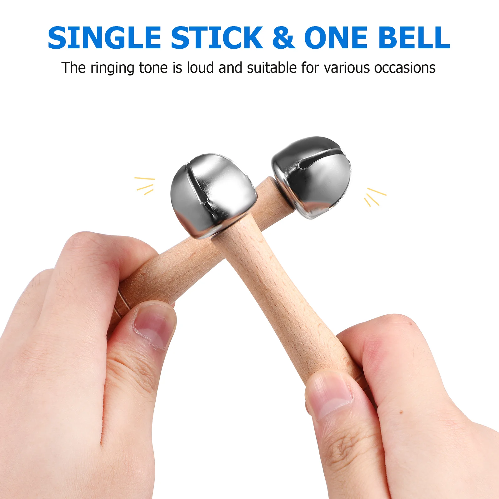 8 Pcs and One Bell Rattle + Red Half-moon Shaped Five-ling Hand Shaker Bells Wooden