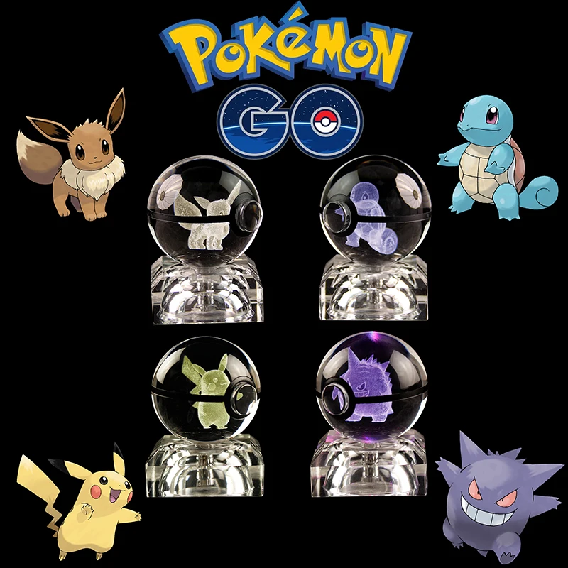 Gengar Pikachu Mew bola de cristal de Pokémon 3D, juego periférico, modelo coleccionable, recuerdo, regalos de navidad