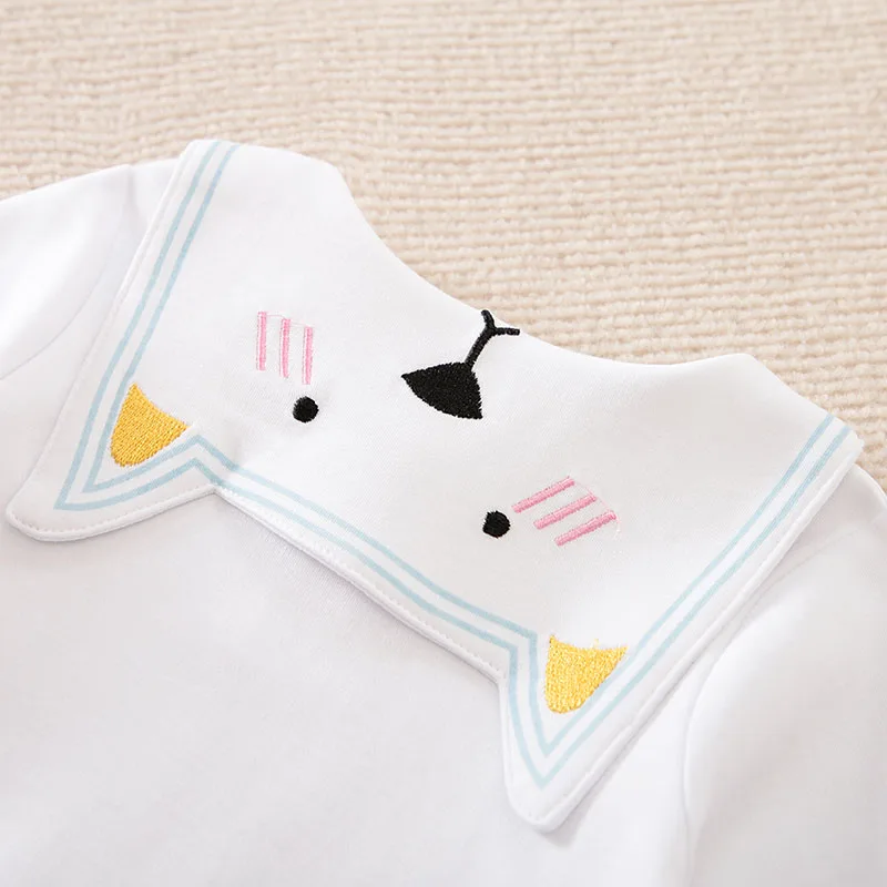 Spring And Autumn Boys And Girls Cute Cartoon Polar Bear Printed Cotton Comfortable Long Sleeve Baby Bodysuit