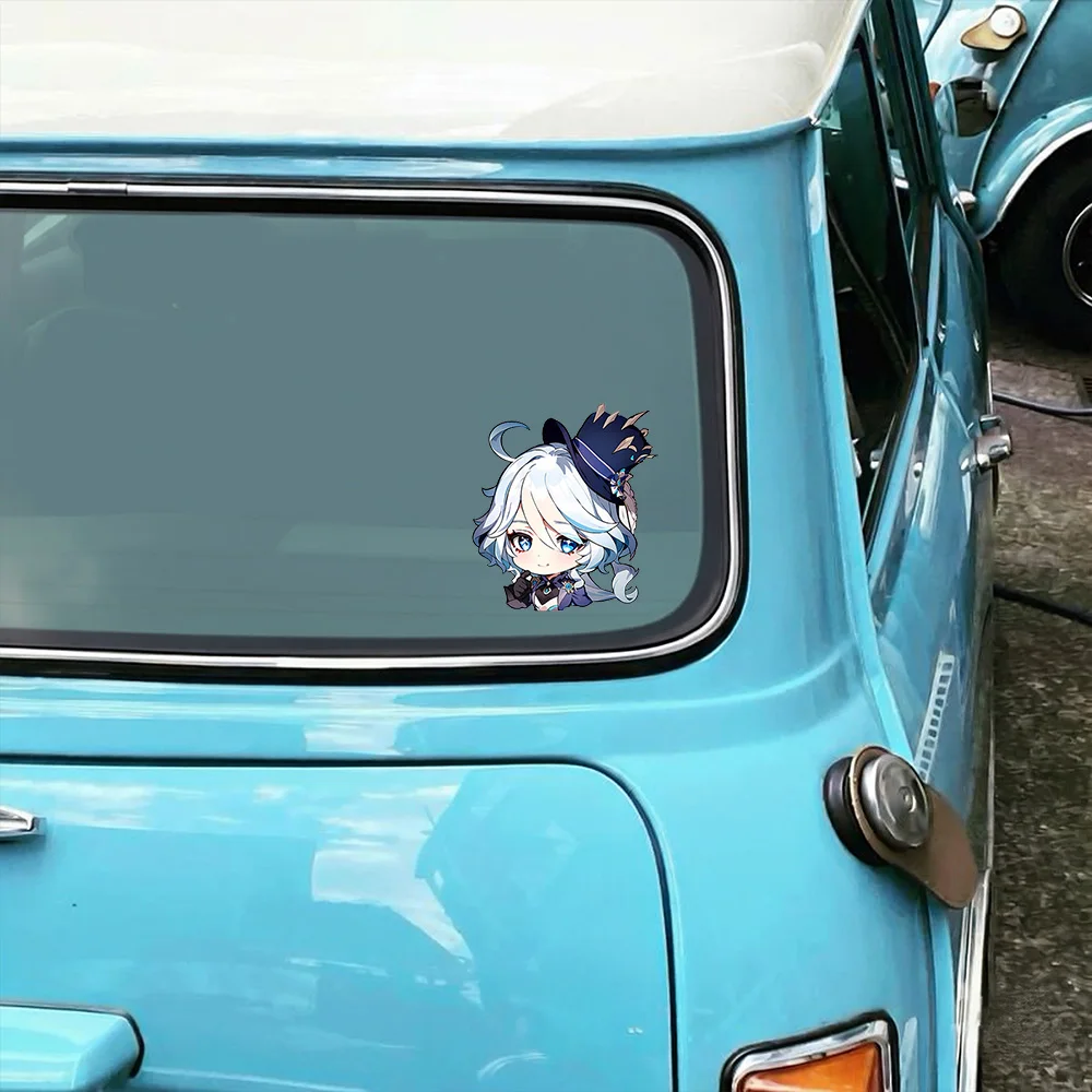 Anime Genshin Impact Decal, Furina Cute Girl Add Vitality to Car, High-Quality Waterproof Sticker Suitable for Smooth Substrates