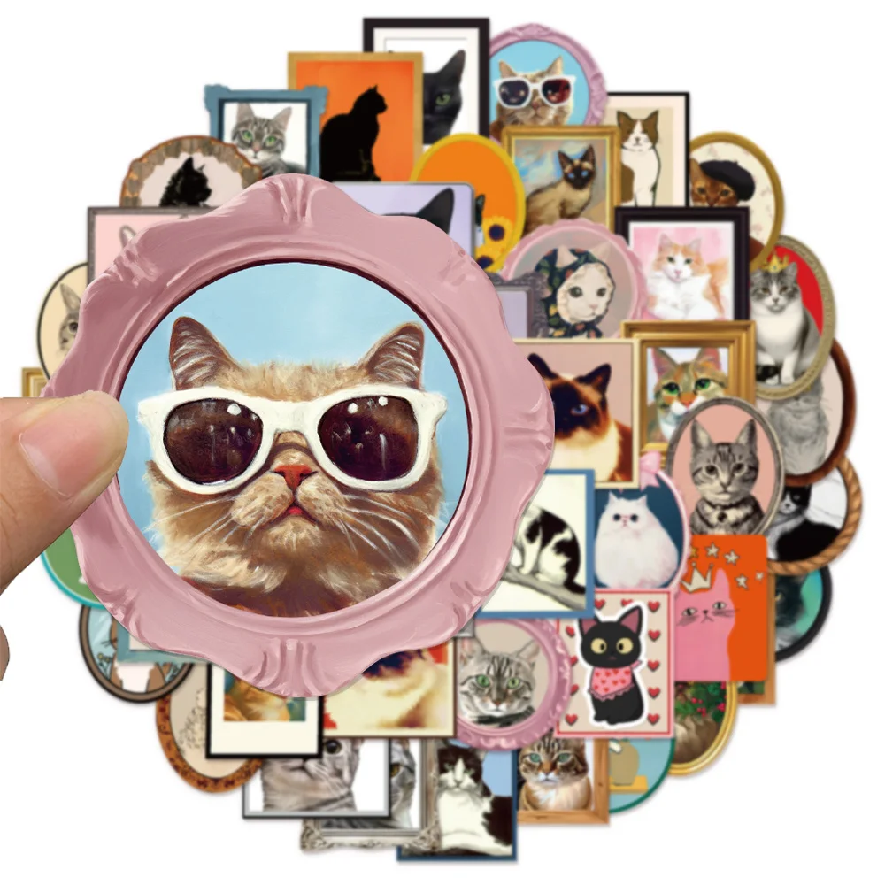 50PCS Cute Cat Decoration Fun Graffiti Stickers DIY Phone Case Notebook Scrapbook Phone Stickers