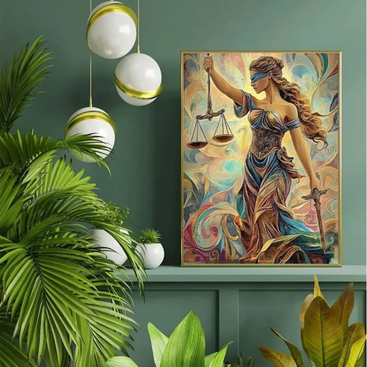 1000 قطعة من لغز العدالة للسيدات مع موازين العدالة والسيف - عداد السيدة معصوب العينين، لغز تشالنجر كبير بدون إطار لـ A