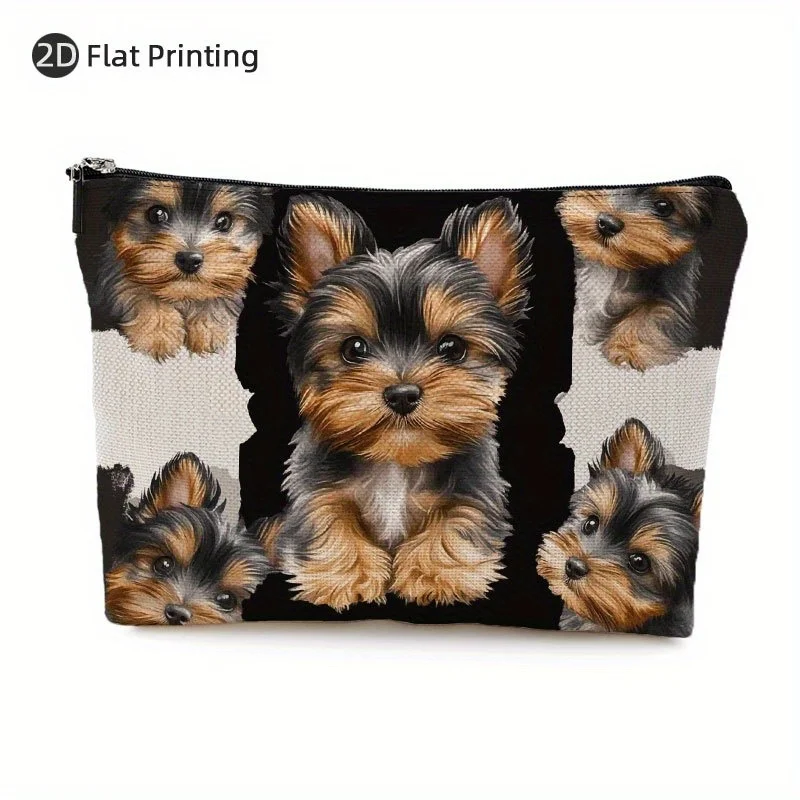 

AYorkshire Puppy Print Makeup Bag- Multifunctional Zipper Pouch, Jewelry Storage Bag, Perfect Travel Zipper Small Storage Bag.