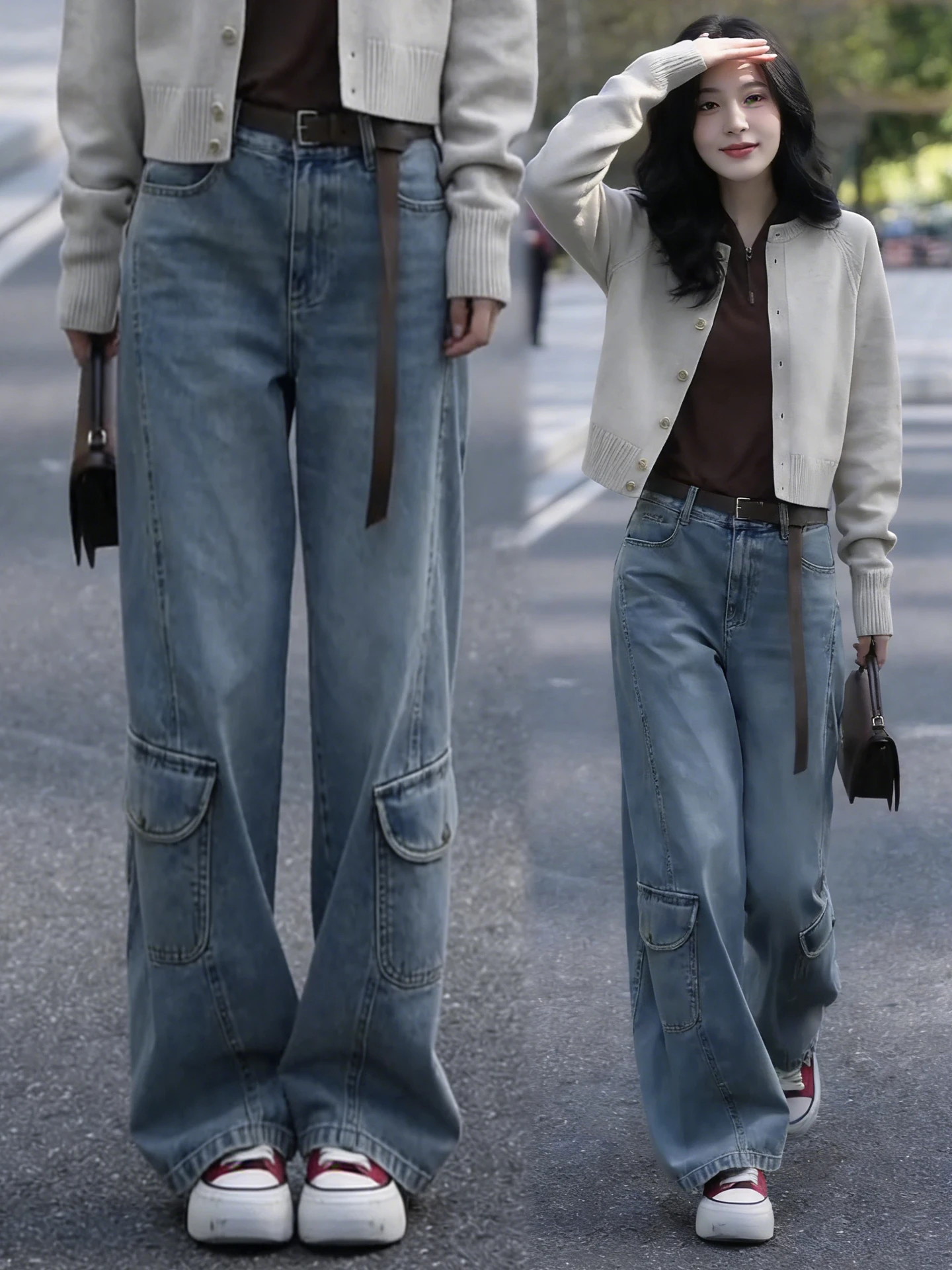 

Retro High Waist Straight Leg Workwear Jeans Women's Spring Autumn New Popular Slim Fit Narrow Version Wide Leg Pants