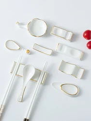 European-style Gold-painted Ceramic Chopstick Rest Chopstick Rest Household Chopstick Rest Table Public Fast Rack Chopstick Rest