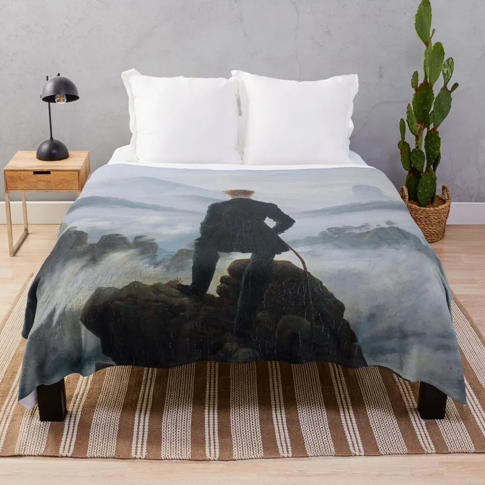 

Wanderer above the Sea of Fog, by Caspar David Friedrich Throw Blanket Cute Plaid Luxury Throw Blankets