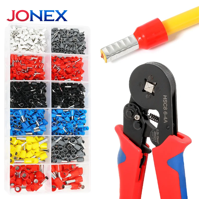 1200PCS Tubular Crimp Terminals Electrical Wire Cable Connectors E0508 E7508 E1008 E1508 E2508 E4009 E6012 Insulated Ferrules