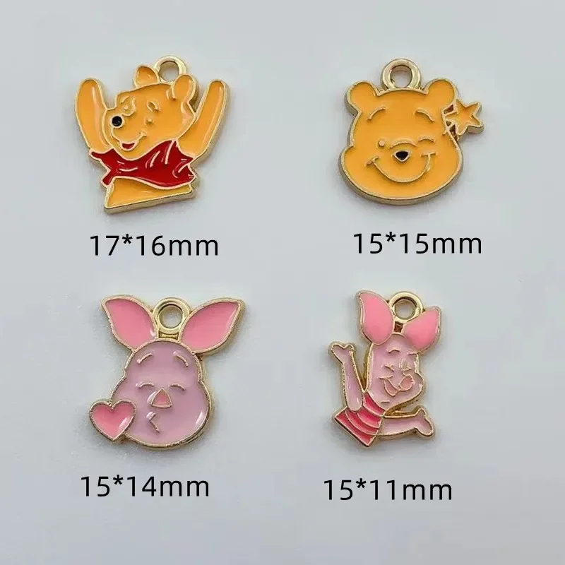 10pcs Cartoon Anime Charm Pig Little Bear Earring Pendant DIY Keychain Bracelet Necklace Jewelry Accessories Alloy Enamel Charms