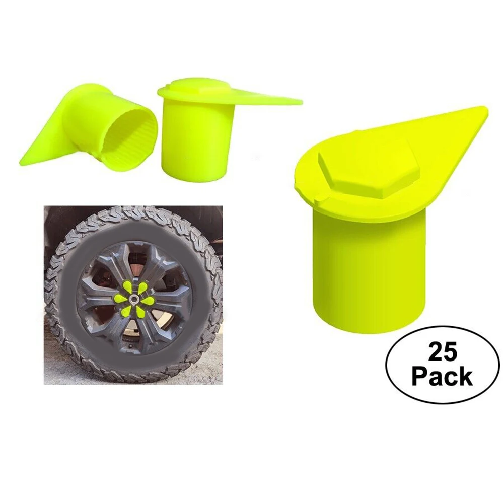

25PCs Car Wheel Nut Indicators Yellow Car Wheel Hub Fastening Mark Tire Nut Loose Indicator Dust Cap Nut Indicator Parts 21MM