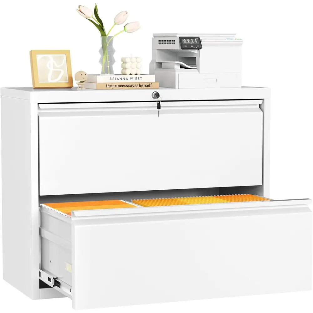 Lateral File Cabinet with Lock, 28 W Filing Organization Storage Drawers, Horizontal File Cabinet for Home Office, Letter/4/A4