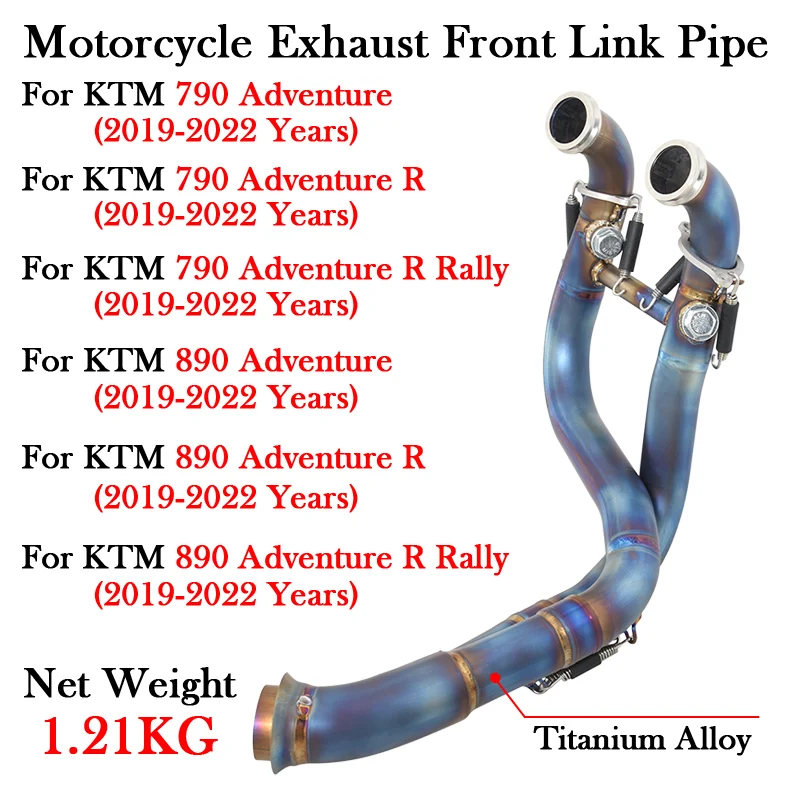 Titanium Alloy Motorcycle Exhaust Front Link Pipe Escape Moto Modify For KTM 790 890 KTM790 KTM890 Adventure R Rally 2019 - 2022