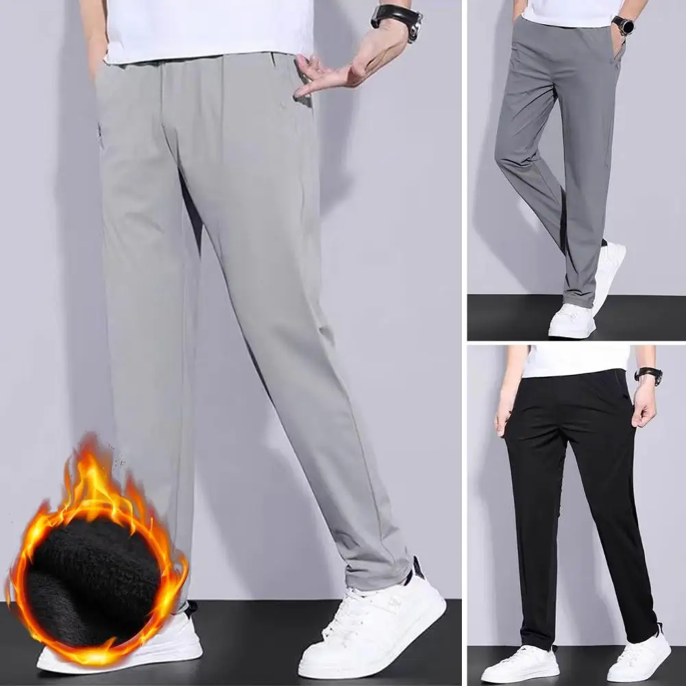 Chic Men Winter Pants Elastic Waist Heat Retention Comfortable Men Winter Pants  Deep Crotch Winter Pants for Dating