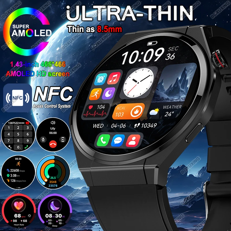 

New Ultra Thin Smart Watch Men HD AMOLED Always Show Time 150+Sports GPS Track Heart Rate IP68 Waterproof Call Smartwatch Woman