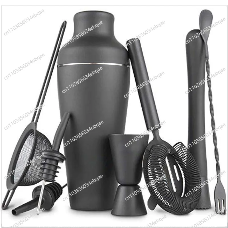 For Exquisite 8-piece Matte Black Stainless Steel Shaker Set French Cocktail Tool Complete Set