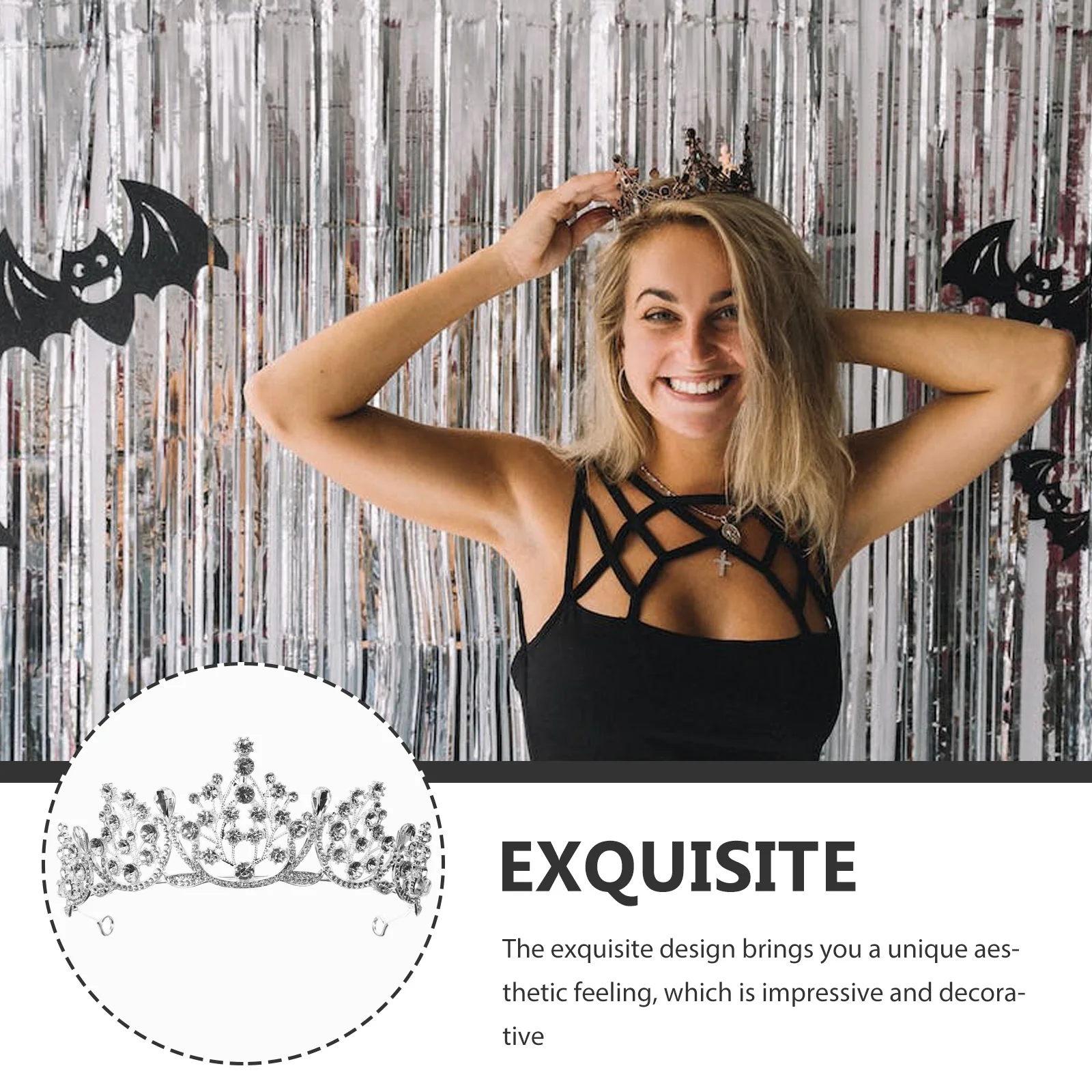 

Elegant Rhinestone Crown Tiara for Bride Wedding Banquet 's Hair Decoration Sparkling Bridal Headpiece Shine