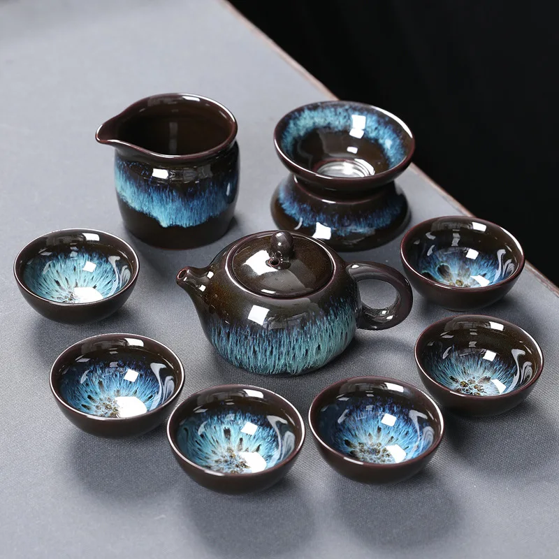 

Kiln Change Kung Fu Tea Set Ceramic Household Office Reception Teapot Teacup Tea Brewer Gaiwan Tea Maker