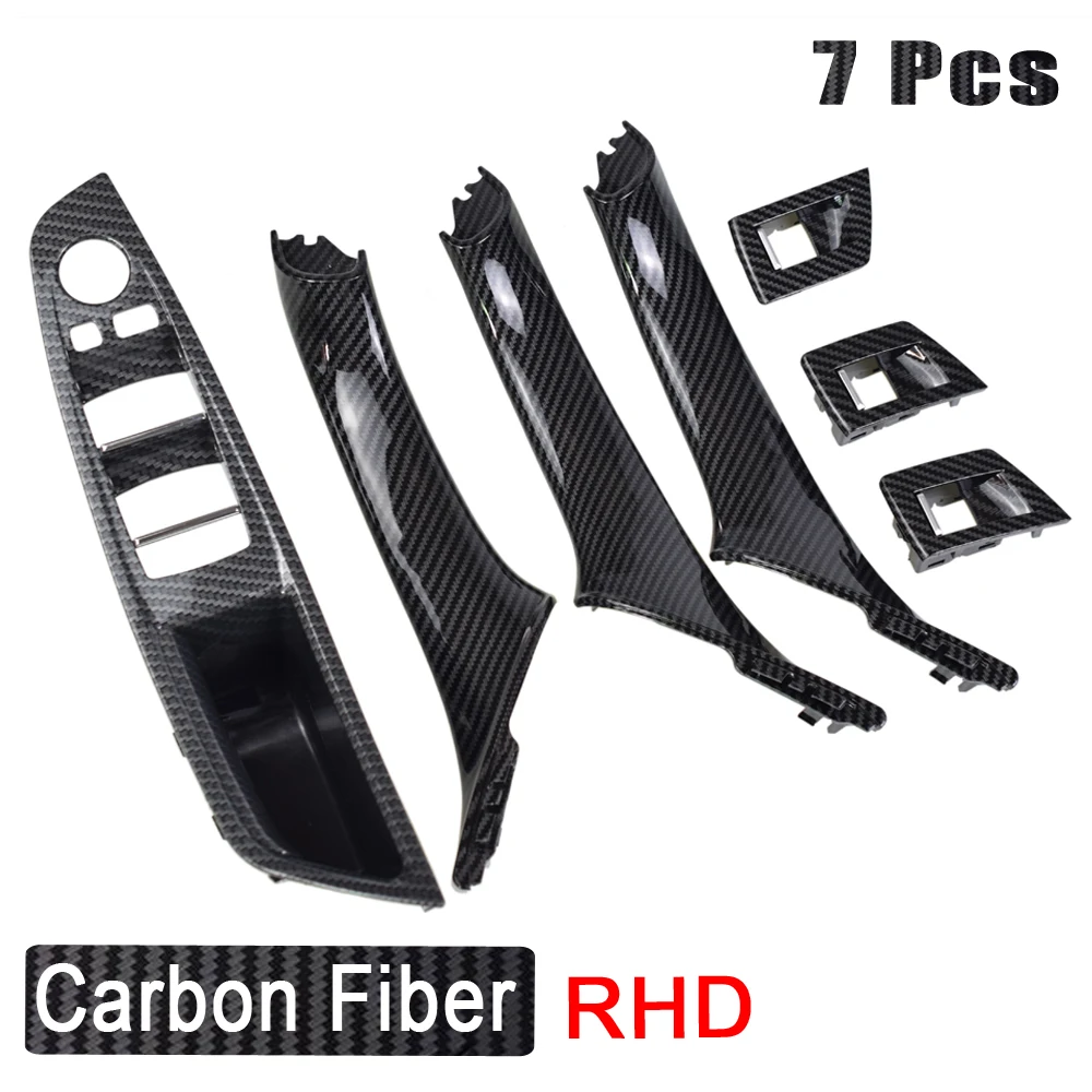 Carbon Fiber RHD LHD Car Interior Door Handle Fit For BMW 5 series F10 F11 520d 525d 530d 535i Inner Panel Pull Trim Cover