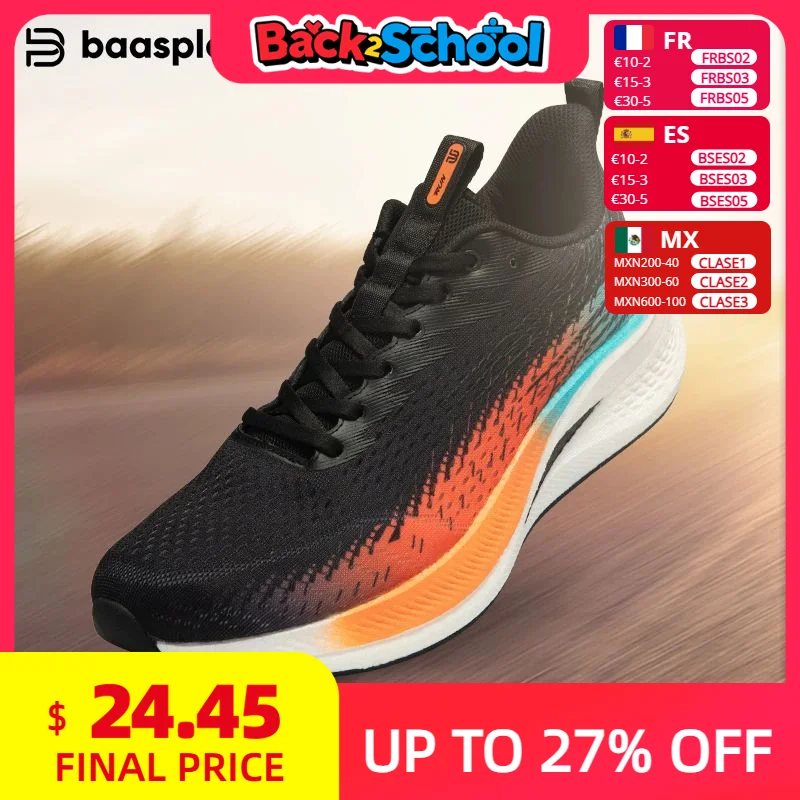 Baasploa Men Jogging Sports Shoes Carbon Plate Professional Cushioning Sneakers Male Outdoor Breathable Non Slip Running Shoes