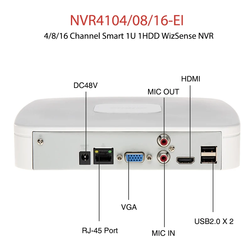 Dahua NVR4104-EI NVR4108-EI NVR4116-EI 4/8/16CH Compact WizSense Network Video Recorder Smart Face Detection Ai Camera Security