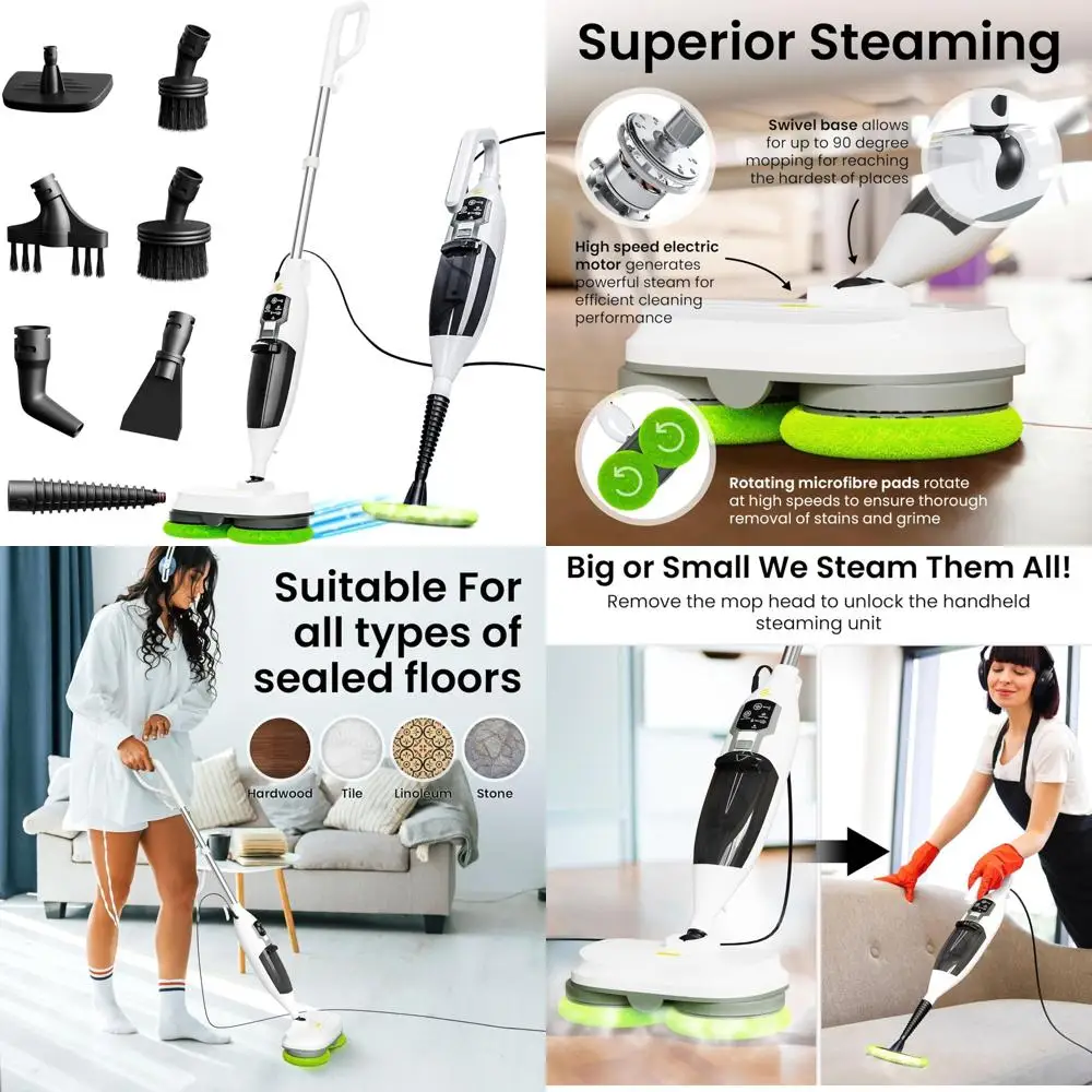 

Многофункциональная электрическая паровая швабра для чистки паркетных полов, кухни и дерева со съемным скруббером и регулируемым паром M