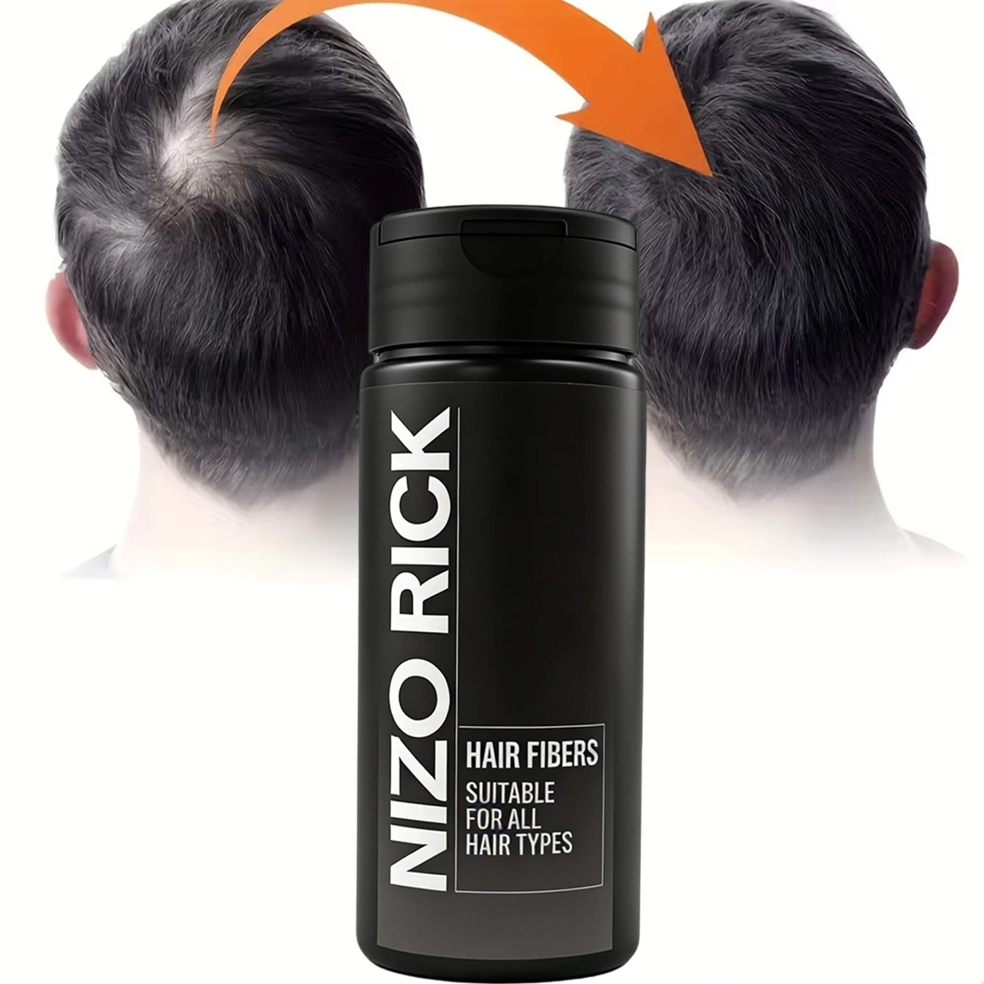 NIZO RICK Men's Hair Growth Fiber Powder 30g, Dark Brown, for covering hair imperfections and filling in the hairline.