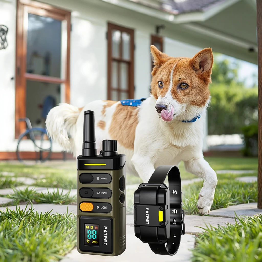 2024 Newest PATPET Electronic Bark Collar Rechargeable Dog Training Collar Remote Control Pet Training Supplies
