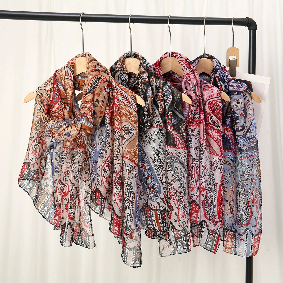 

Мягкий и удобный шарф с принтом в стиле ретро для женщин, мусульманские шарфы-хиджабы 80x180 см