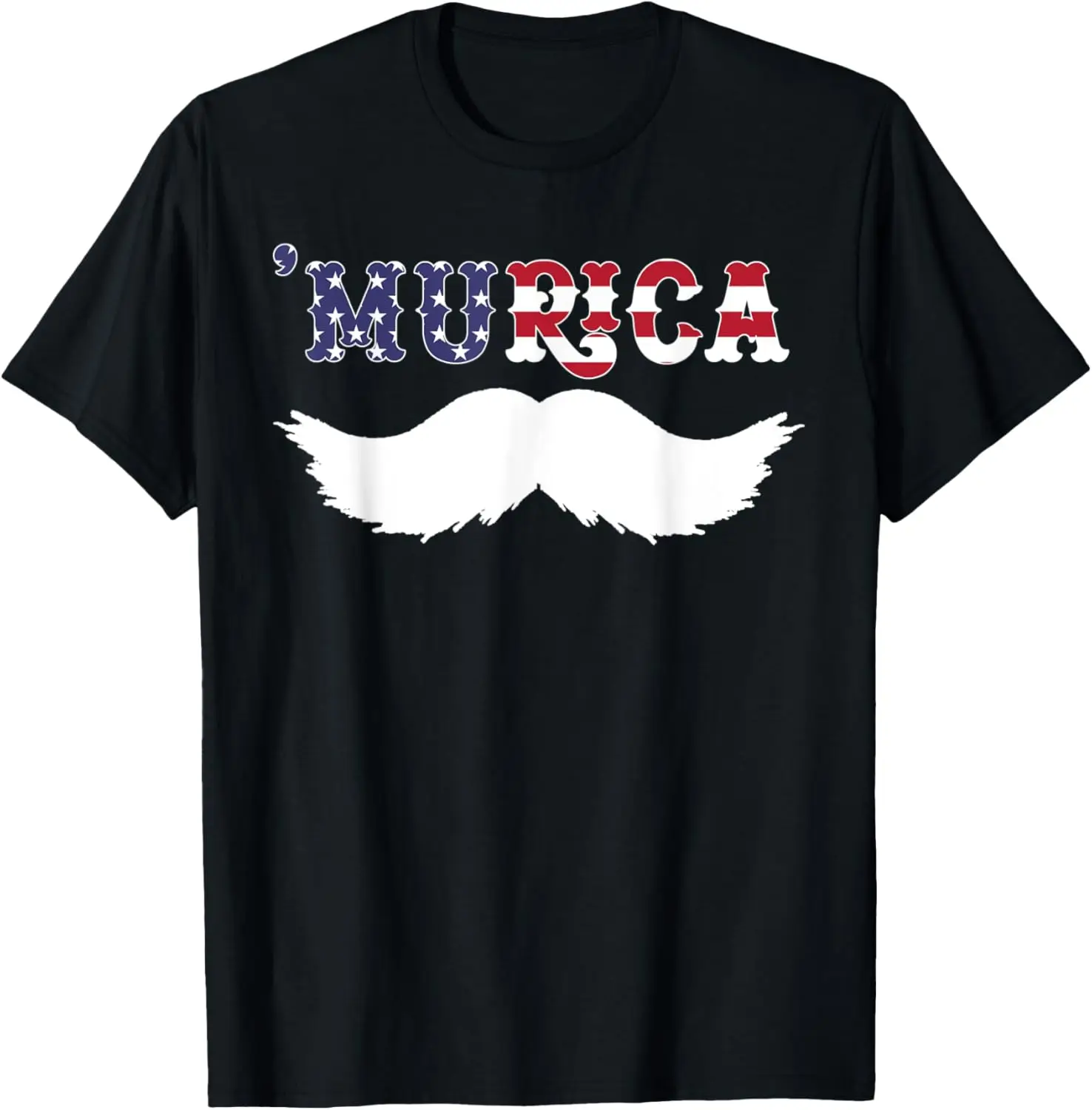 July 4th Shirt 'MURICA American Flag Mustache Funny USA T-Shirt