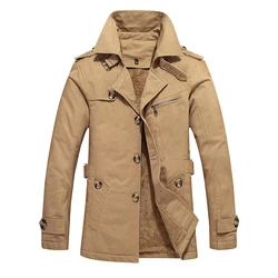 Winter Men's Trench Coats Fashion Man Military Outdoor Windbreaker Coats Men Fleece Lined Warm Jackets Large Size Clothing 5XL