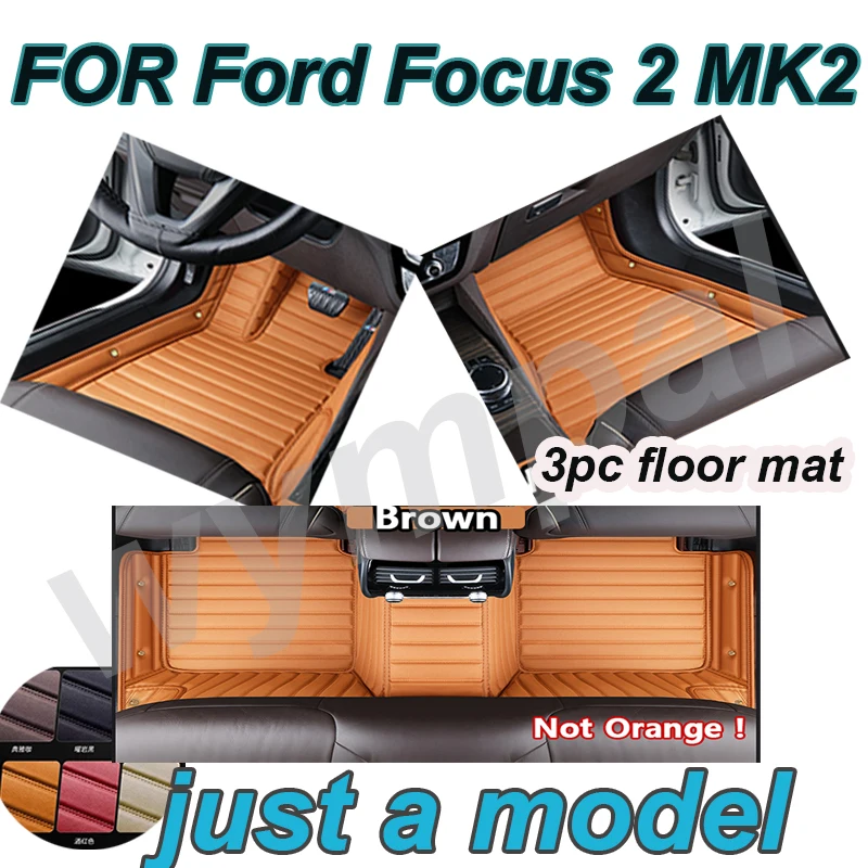 

Роскошный автомобильный коврик из искусственной кожи по индивидуальному заказу для Ford Focus 2 MK2 2007 2008 2009, защита аксессуара для салона вашего автомобиля