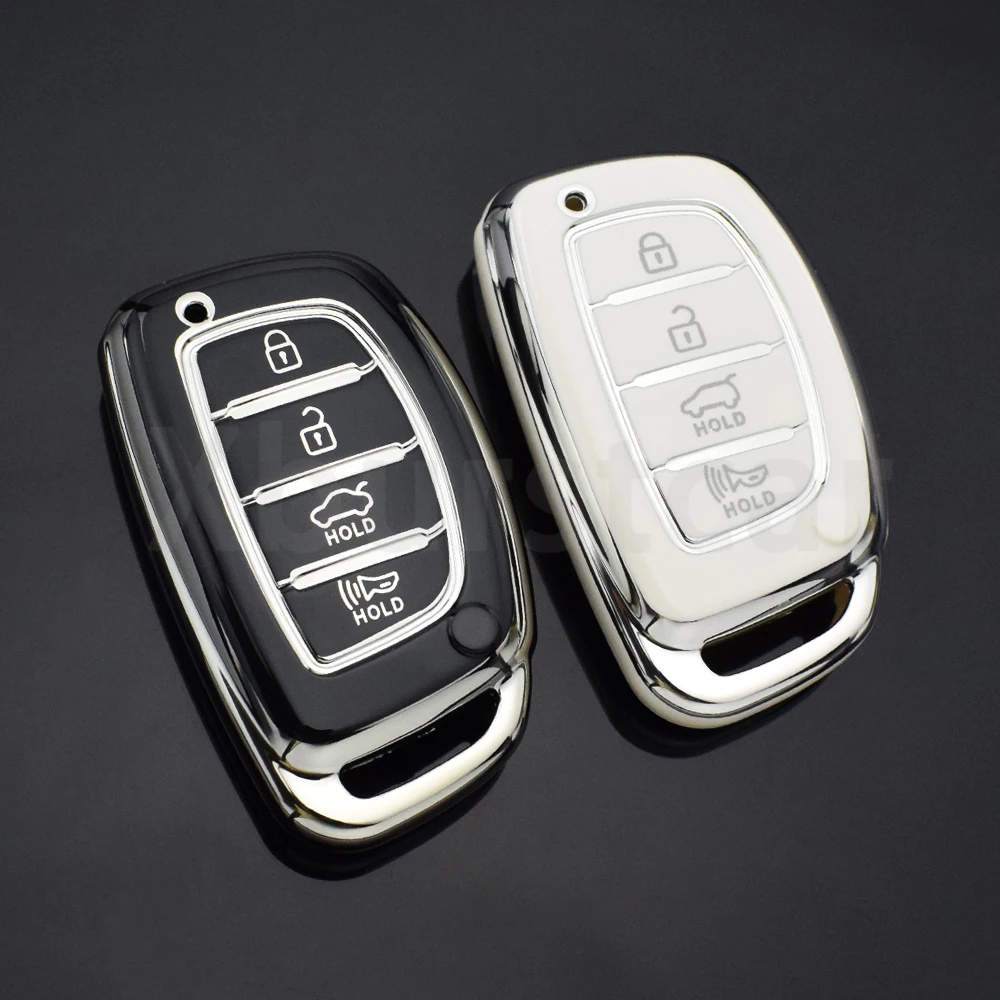 4 Buttons TPU Car Key Case Cover for Hyundai Tucson Santa Fe Rena Sonata Elantra Creta Ix35 Ix45 I10 I30 I40 Auto Shell Fob