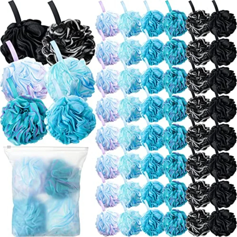 

48 Pack Bath Sponge Shower Loofahs Bulk Pack 50g Soft Net Body Scrubber Shower Pouf Sponge Ball Body Mesh Pouf Exfoliating Bath