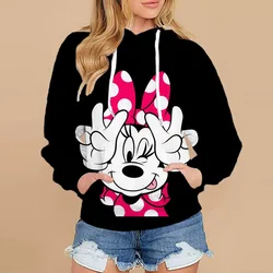 Autumn Winter Kids Minnie Mouse Hoodie Disney Coat With Hat Cartoon Fashion Hooded Clothing Boys Girls Casual Streetwear Outfit