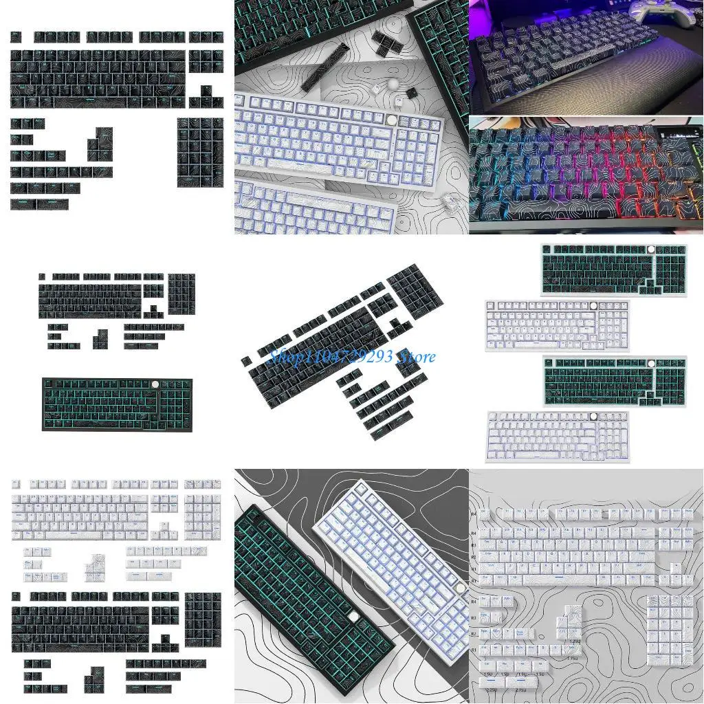 

Y2GD PBT Keycaps 135Keys Transparents Line Keycap Front Print Backlits Caps for Keyboards