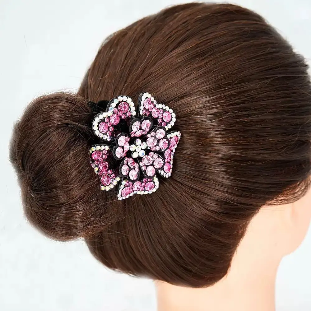 

Korean Style Velvet Scrunchie Rhinestone Flower Hair Tie Elastic Hair Band Ponytail Holder Bun Hair Accessories for Women Girls