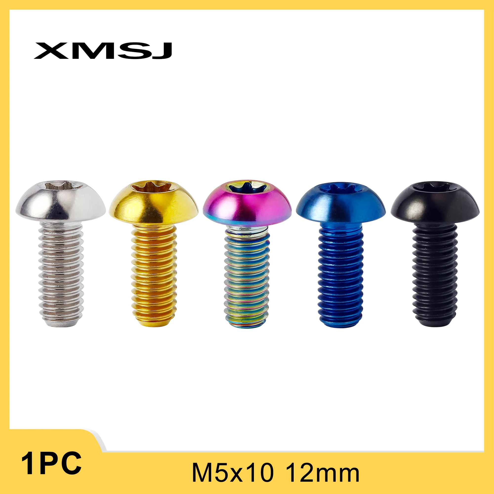 XMSJ Titanium Bolt M5x10 12mm Holder Torx Head Bicycle Water Bottle Cage Screw Bicycle Rotor Fastening  Disc Brake Fixing Bolts