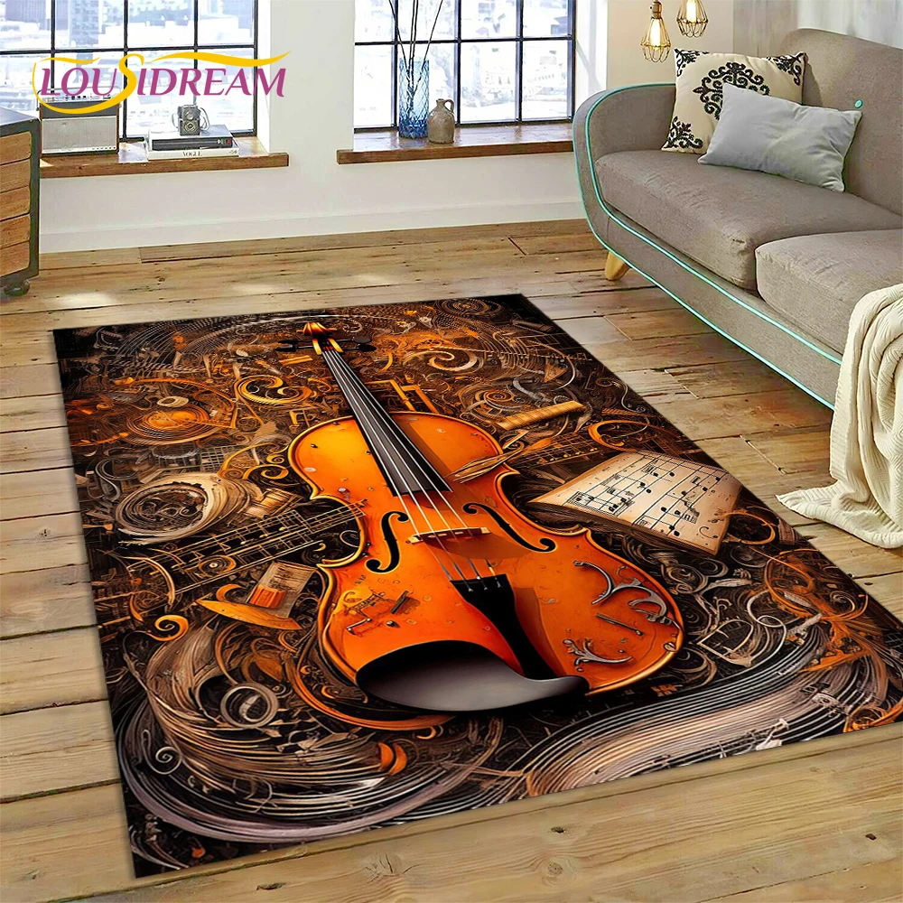 Dream Violin Cello Music Instrument Carpet Rug for Home Living Room Bedroom Sofa Doormat Decor,kids Area Rug Non-slip Floor Mat