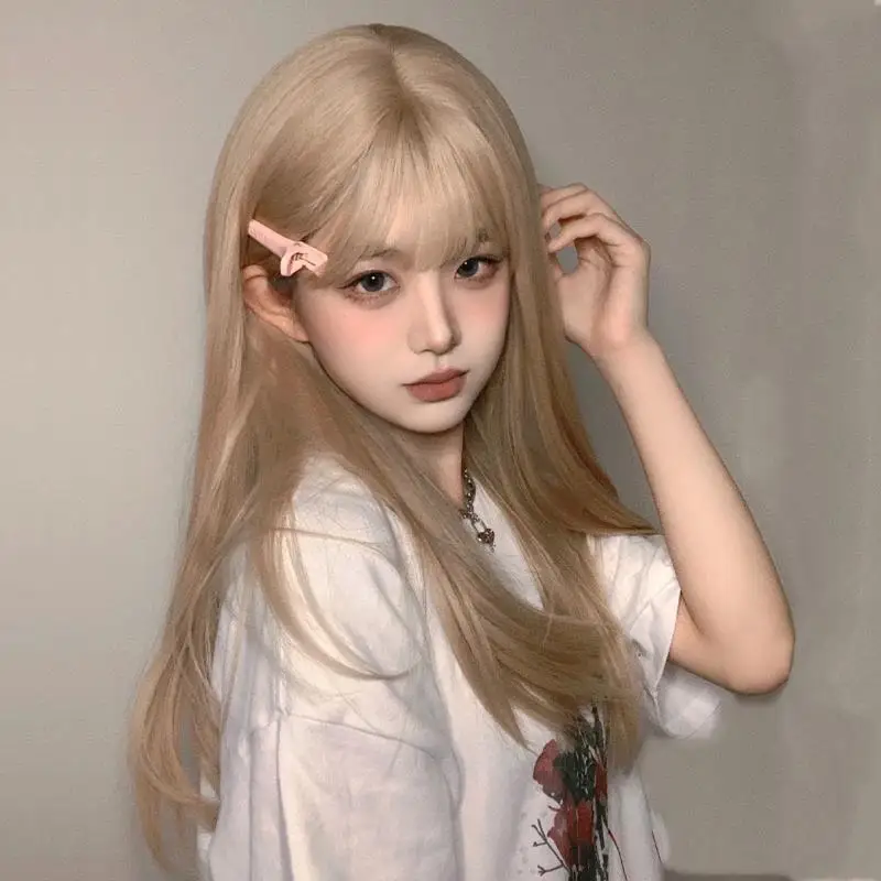 

Синтетический длинный платиновый светлый парик, натуральные волосы средней длины для женщин, воздушные дышащие волосы на всю голову, косплей, вечерние, повседневная одежда