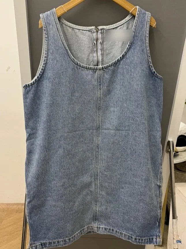 

Джинсовый жилет на молнии Ba в стиле ретро, женская летняя свободная юбка трапециевидной формы, повседневная одежда для различных случаев